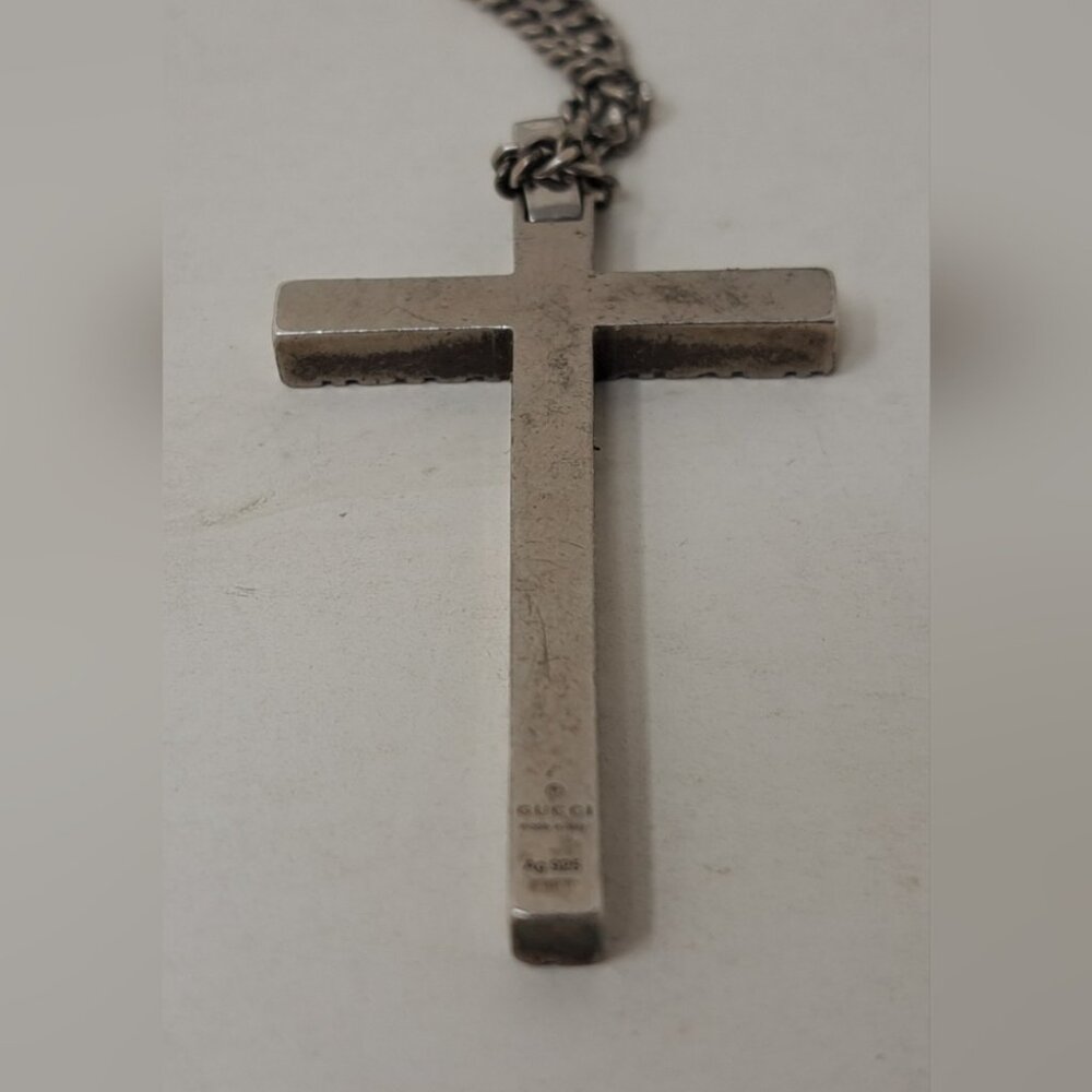 Gucci Diamantissima Cross Necklace 925 Silver Jewelry Unisex Italy - Picture 9 of 16